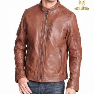 Jaket Motor Tan Medium Kulit Domba KM114