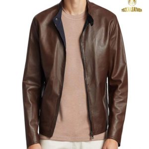 Jaket Cokelat Muda Asli Kulit Garut KP132