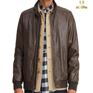 Jaket Kulit Pria Cokelat Muda KB084