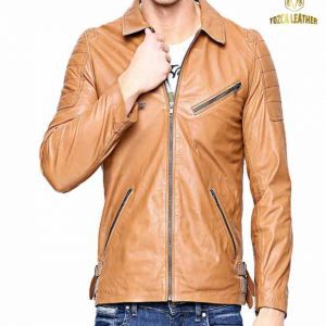 Jaket Kulit Touring Pria Tan Muda KM121