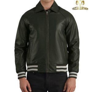 Jaket Bomber Kulit Asli Cokelat Tua KB091