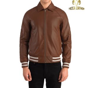 Jaket Kulit Bomber Tan Tua KB090